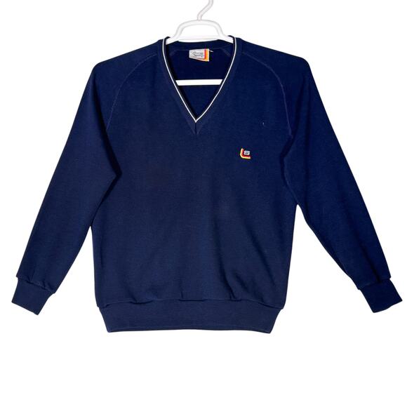 VTG‎ Pierre Sangan Sportz Sweater Mens L Knit V-Neck Retro Sport Ivy League Prep - Picture 2 of 7